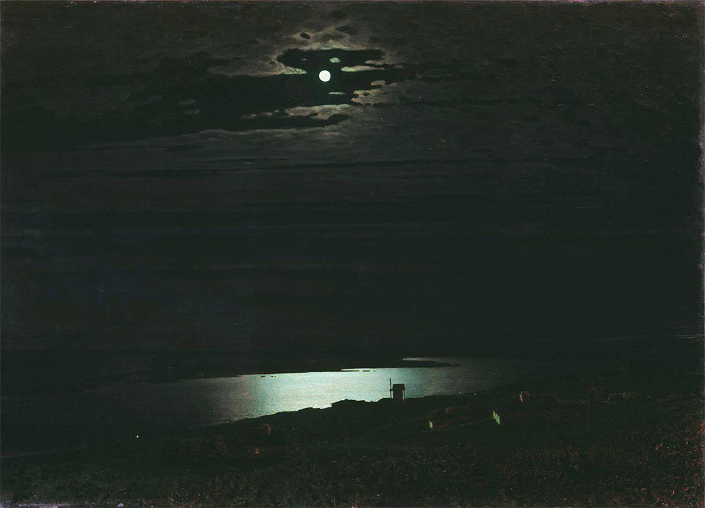 Archip Iwanowitsch Kuindschi (1842-1910), russisch-ukrainischer Maler, „Mondnacht am Dnjepr“, 1880